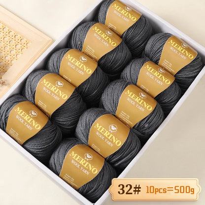 500g of High-Quality 212 Medium-Fine Alpaca Wool Yarn, Suitable for Knitting Sweaters, Scarves, and Hats, 10 Skeins/Pack