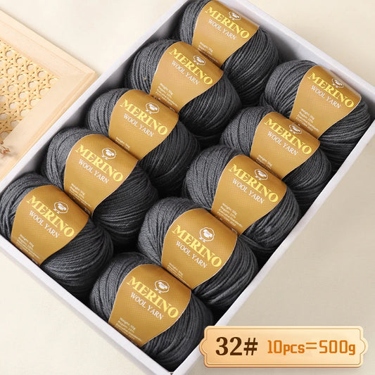 500g of High-Quality 212 Medium-Fine Alpaca Wool Yarn, Suitable for Knitting Sweaters, Scarves, and Hats, 10 Skeins/Pack