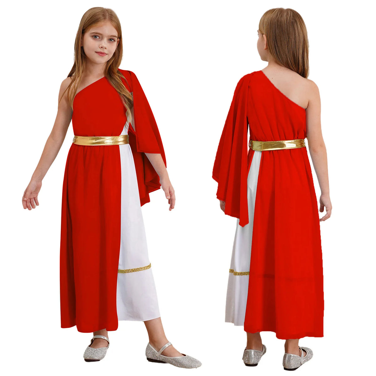 iEFiEL Girls Greek Nymph Toga Dress One Shoulder Lyrical Dance