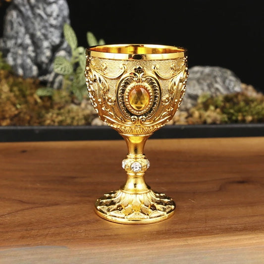 SS69 Vintage Medieval Goblet Hand Engraved Metal Wine Glass Home Bar Decor