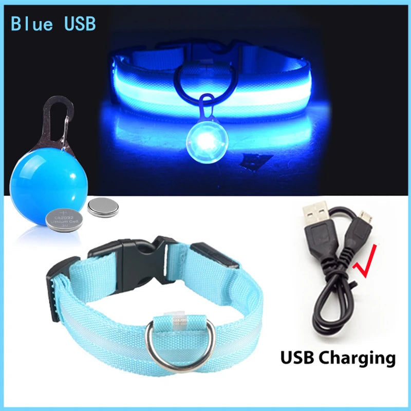 Usb Charging Glowing Dog Collar With Pendant Detachable Luxury Led Light Bright For Small Dogs Cat Night Safety Collar Wholesale SS69