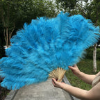 Large Ostrich Feather Fan 130cm - Carnival & Stage Performance