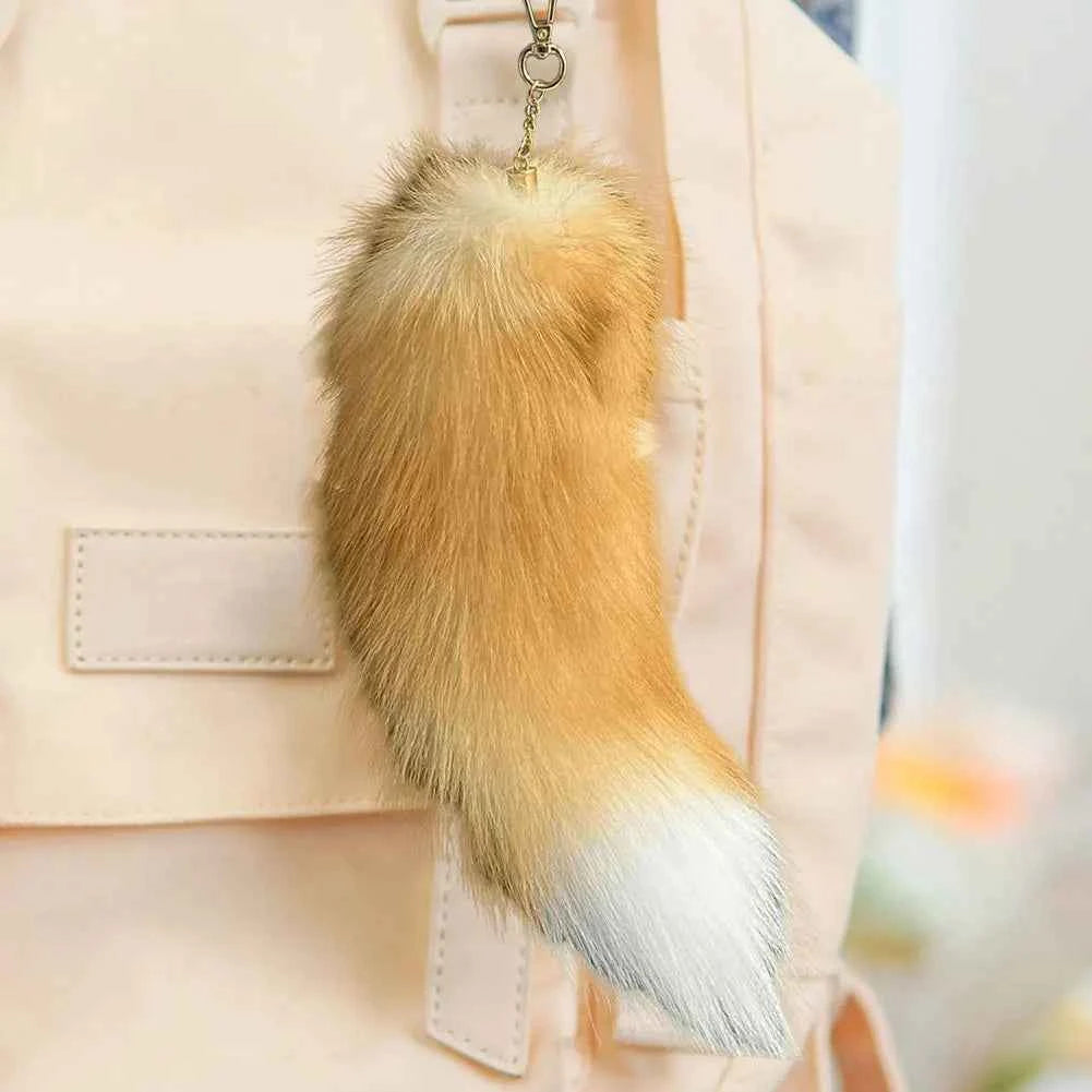 Huge Fluffy Faux Fur Fox Tail Keychain Therian Tail Fox Tail Keychain Fur Pendant Key Chain Keychain Pendant Gift for Women Girl