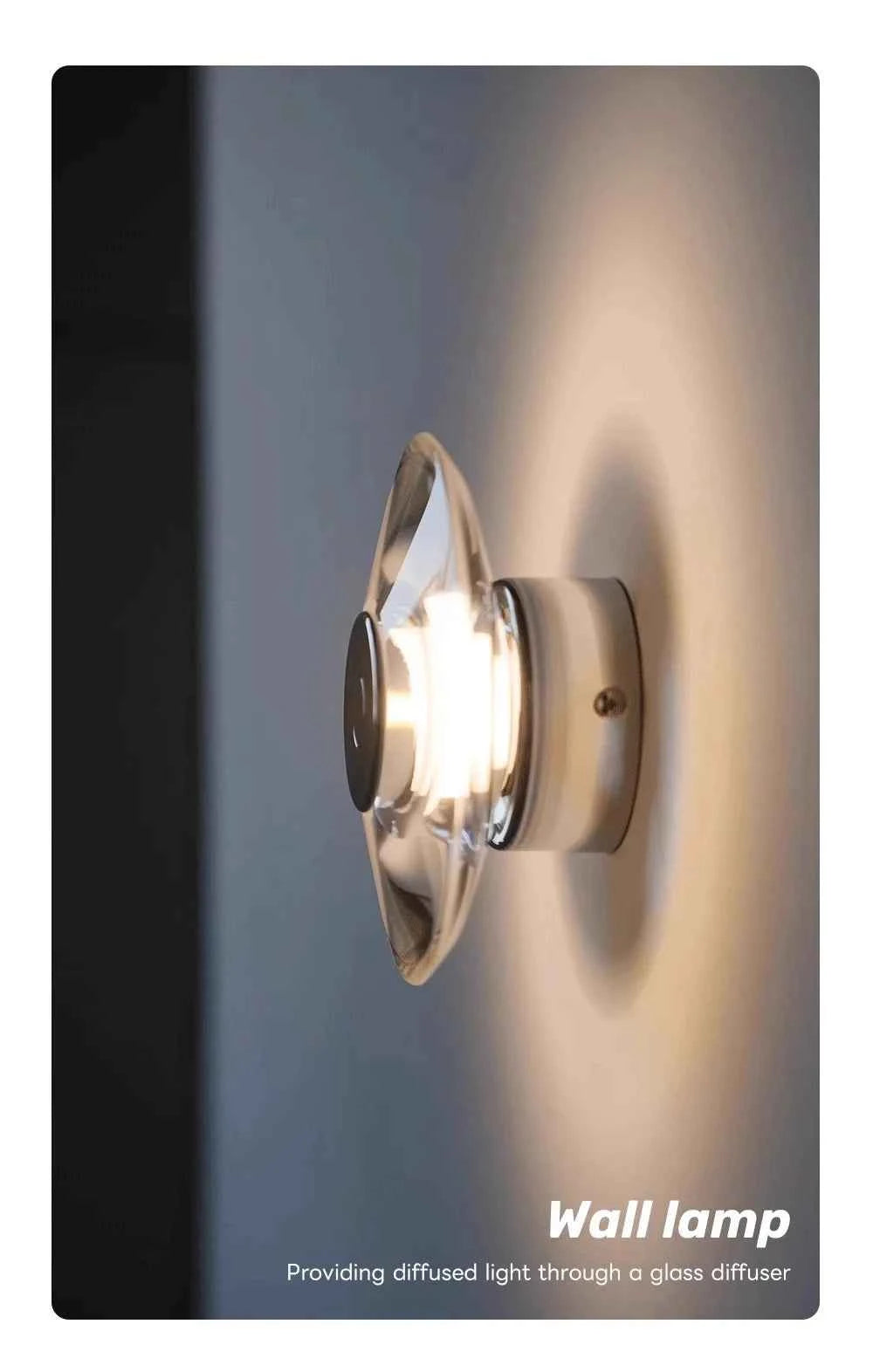Modern Round Crystal Bedside Lamp Bedroom Living Room Italian LED Sconce Minimalist Art Circular Corridor Mirror Wall Lights