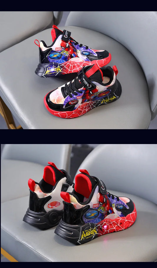 Disney Spider-man Children's Shoes Boys Sneakers Spring Autumn Cartoon Fashion Kids Lighted Sports Shoes Child Boy LED Sneaker