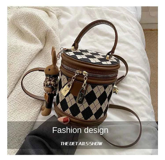 Women's Bag for Women Fashion Luxury Designer Zipper Small Handbags For Women Leather Bucket Shoulder Bag 2023 New Trend Pendant