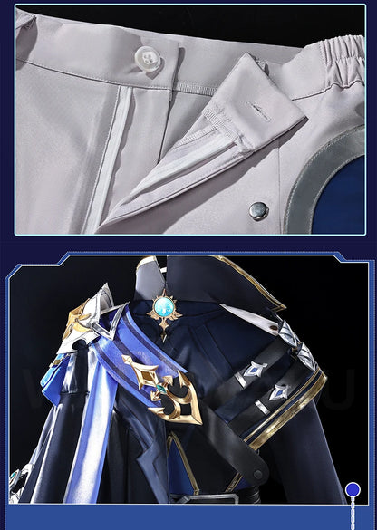 【Ready For Ship】Lohen Cosplay Costume Game Genshin Impact【S-2XL】WakuWaku-R Men Lohen Knights of Favonius Wig Plus Size