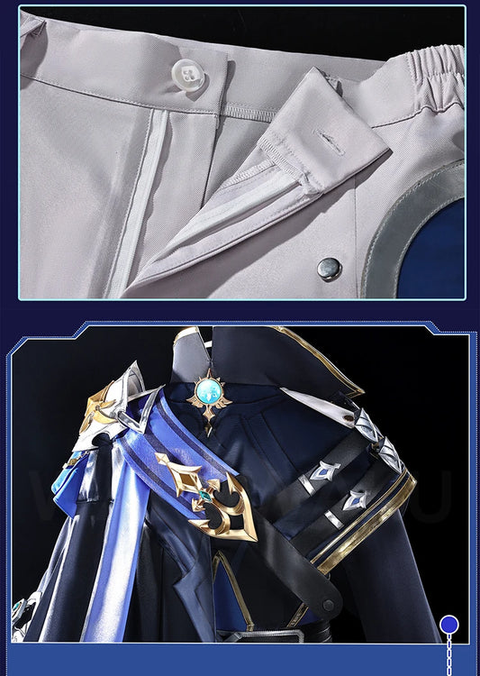 【Ready For Ship】Lohen Cosplay Costume Game Genshin Impact【S-2XL】WakuWaku-R Men Lohen Knights of Favonius Wig Plus Size