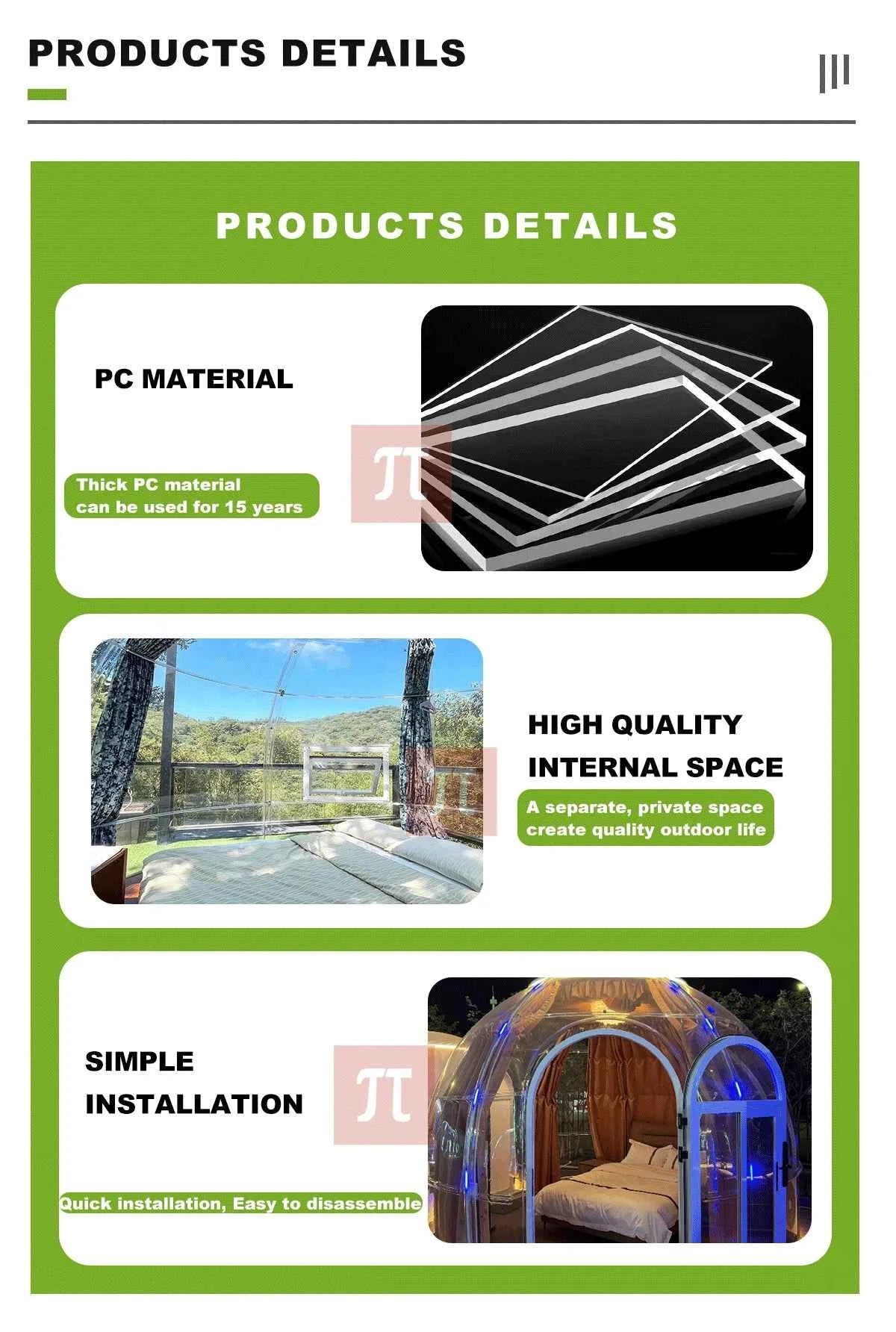 Outdoor Bubble Camping Transparent Starry Sky Dome Tent Igloo Tent Waterproof PC Dome Tent  5 years free warranty