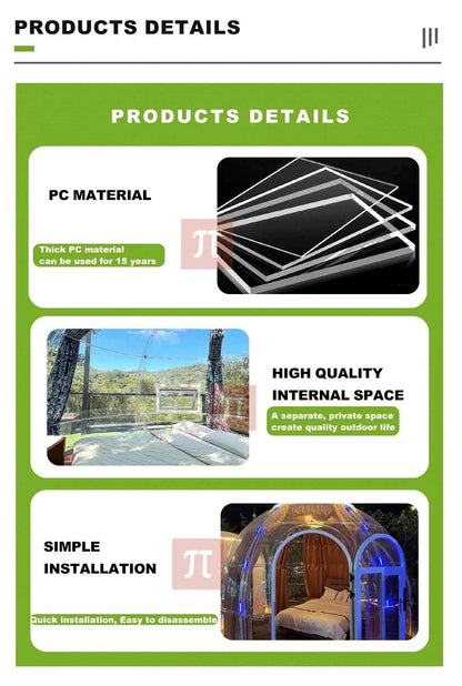 Outdoor Bubble Camping Transparent Starry Sky Dome Tent Igloo Tent Waterproof PC Dome Tent  5 years free warranty