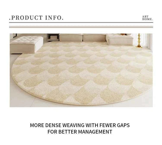 Modern Rugs for Bedroom Fluffy Soft Lounge Rug Thick Cloakroom Round Floor Mat Cream Living Room Decoration Anti-slip Carpet