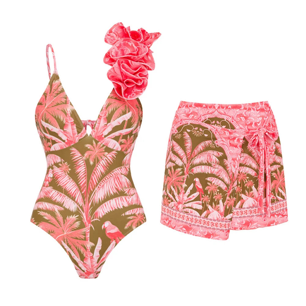 2023 New Arrival Push Up Women Bikini Set Floral Printed Ruffle Bikinis Strappy Bandage Swimwear Brazilian Biquini Bathing Suit SS69