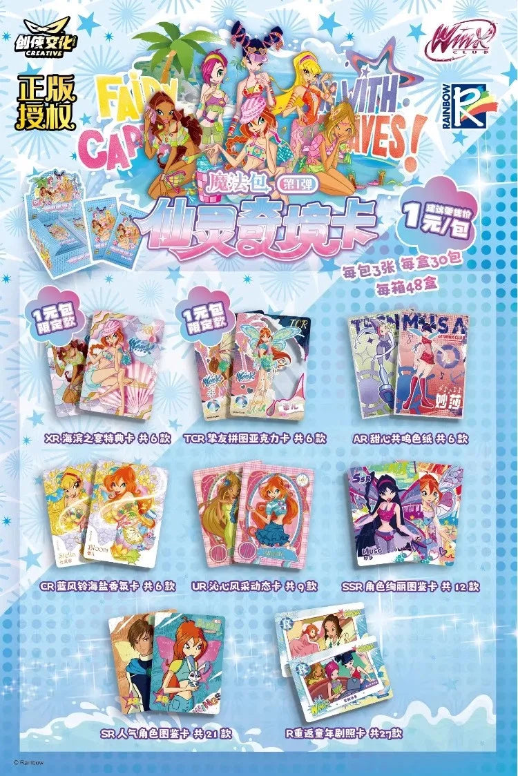 Genuine Winx Club Card Magic Bag Fairy Bag Fairy Wonderland Cards Bloom Stella Flora Anime Cards Toys Customized Birthday Gifts