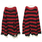 New Women's Punk Gothic Oversized Pullover Sweater Striped Hollow out Cool Harajuku Aesthetics Spring Autumn