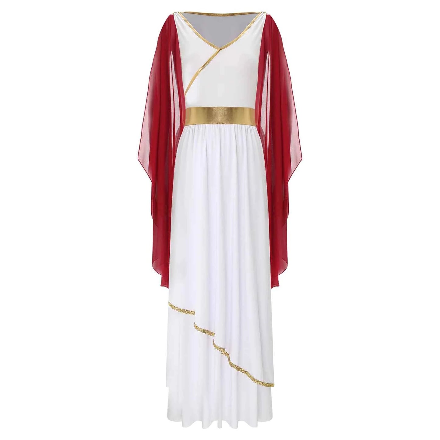 Womens Ancient Greek Princess Dress Goddesses Toga Costume for Halloween Carnival Party Deity Queen Cosplay Chiffon Robe Gown