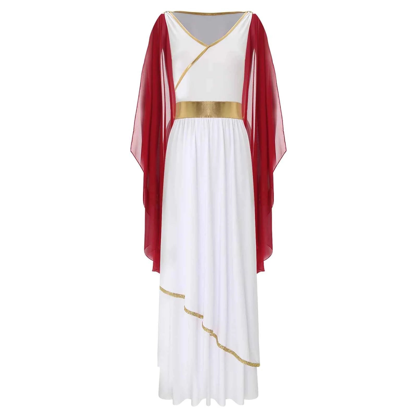 Womens Ancient Greek Princess Dress Goddesses Toga Costume for Halloween Carnival Party Deity Queen Cosplay Chiffon Robe Gown