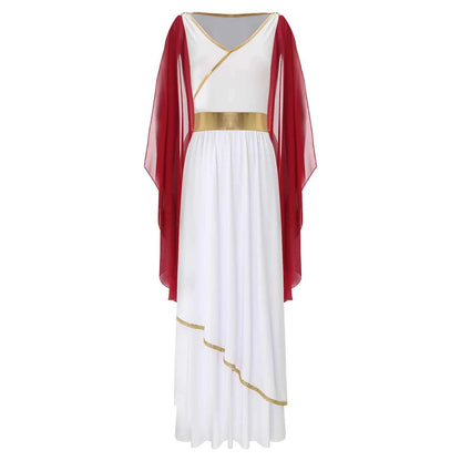 Womens Ancient Greek Princess Dress Goddesses Toga Costume for Halloween Carnival Party Deity Queen Cosplay Chiffon Robe Gown