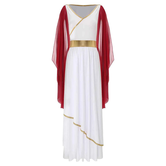 Womens Ancient Greek Princess Dress Goddesses Toga Costume for Halloween Carnival Party Deity Queen Cosplay Chiffon Robe Gown