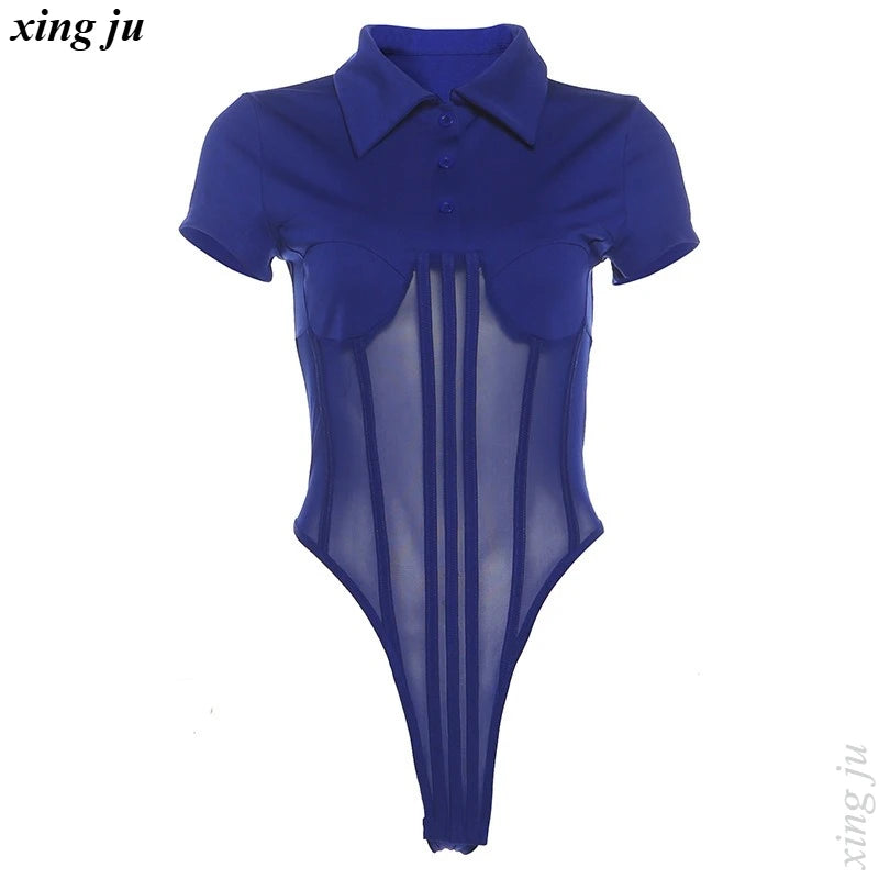 Xing Ju Women's Mesh Tassel Jumpsuit for Stage Performance