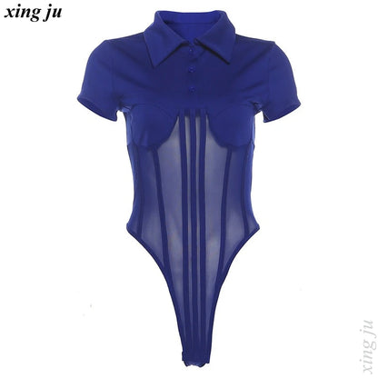 Xing Ju Women'S Mesh Jumpsuits Tassel Tight Shorts Jazz Dance Costumes Singer Kpop Outfits Nightclub DJ Stage Performance Wear