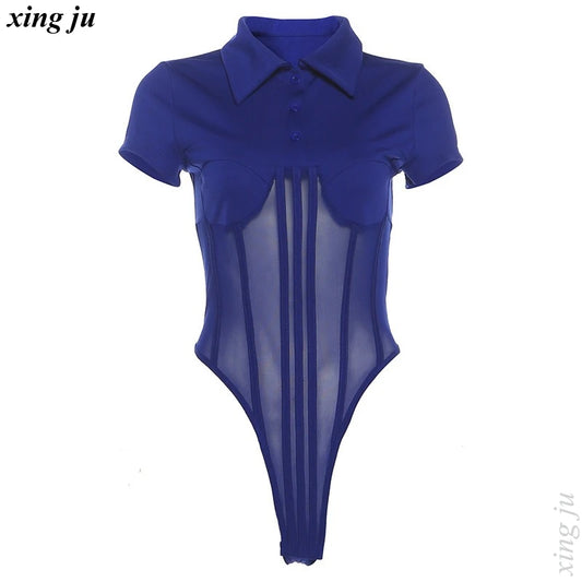 Xing Ju Women'S Mesh Jumpsuits Tassel Tight Shorts Jazz Dance Costumes Singer Kpop Outfits Nightclub DJ Stage Performance Wear
