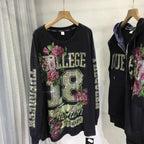 L-4XL 150kg Luxury Diamond Stamping Women's Plus Size Sweatshirts Aesthetics Art Female Pullovers Vintage Winter Lady Sweatshirt SS69