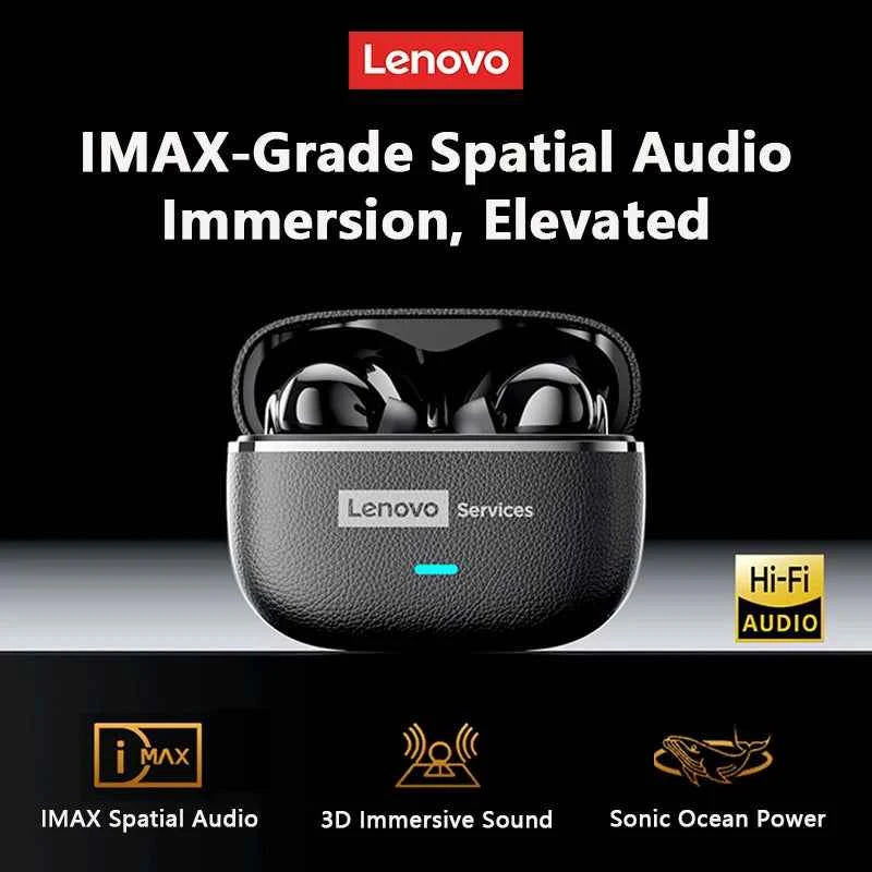 Lenovo LE208 TWS Bluetooth 6.0 Wireless Leather Earphones Stereo ENC Noise Cancelling Headphone 38ms Low Latency Gaming Headset