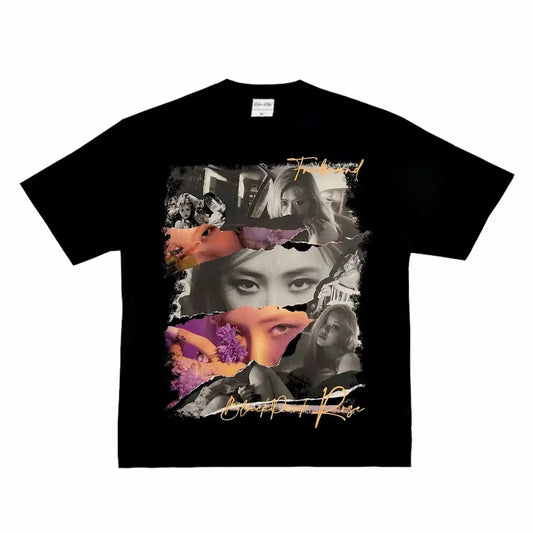 2024 100% Cotton T Shirts Kpop Graphic Black T-Shirt Pink Printed Men men Clothing Fashion Short Sleeve Fans Tshirt Idol Tops SS69 23.69 black / XXXL