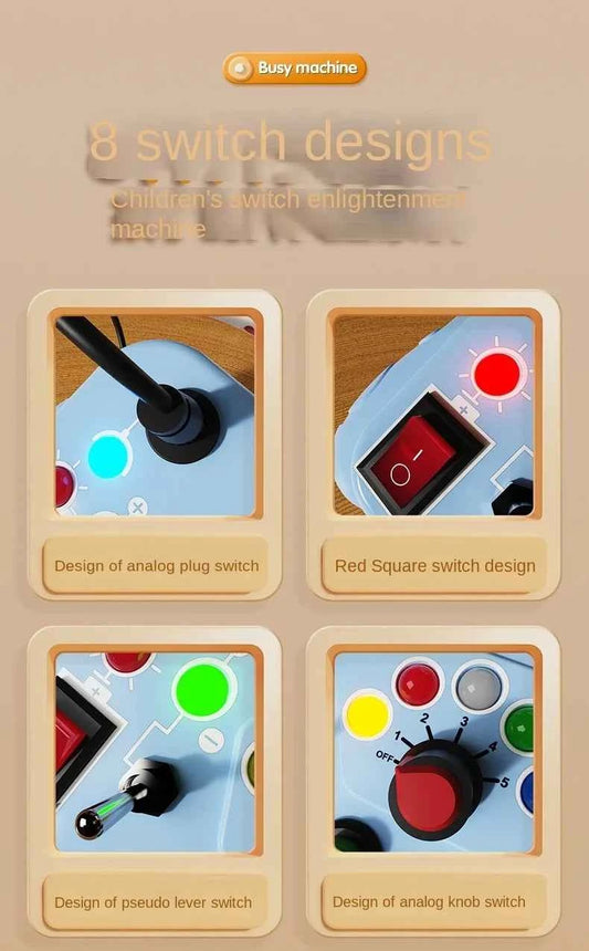 Montessori Busy Board Sensory Toys Cartoon with LED Light Switch Control Board Travel Activities Children Game for 2-4 Years Old