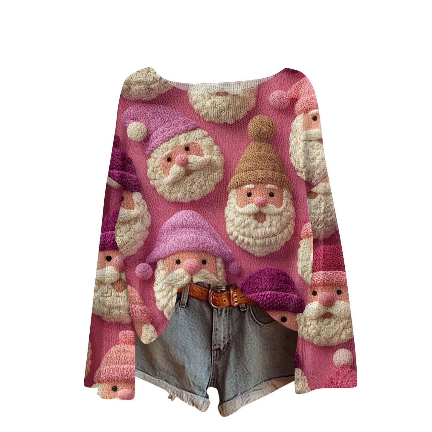 Women'S Round Neck Lightweight Sweater Casual Long Sleeve Christmas Print Knit Pullover Pulls Femmes Ropa De Mujer Woman Clothes SS69