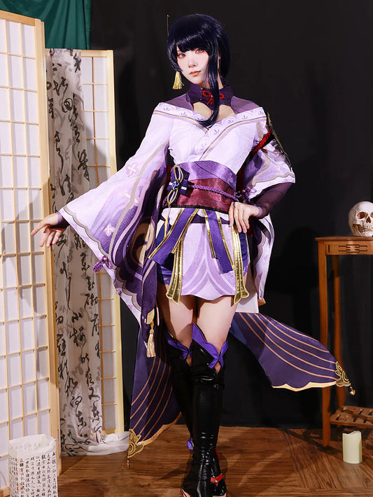 Raiden Shogun Cosplay Costume and Wig Set for Women - Game Character Outfit