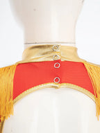 Inlzdz Women's Sequin Tassel Ringmaster Leotard Dress
