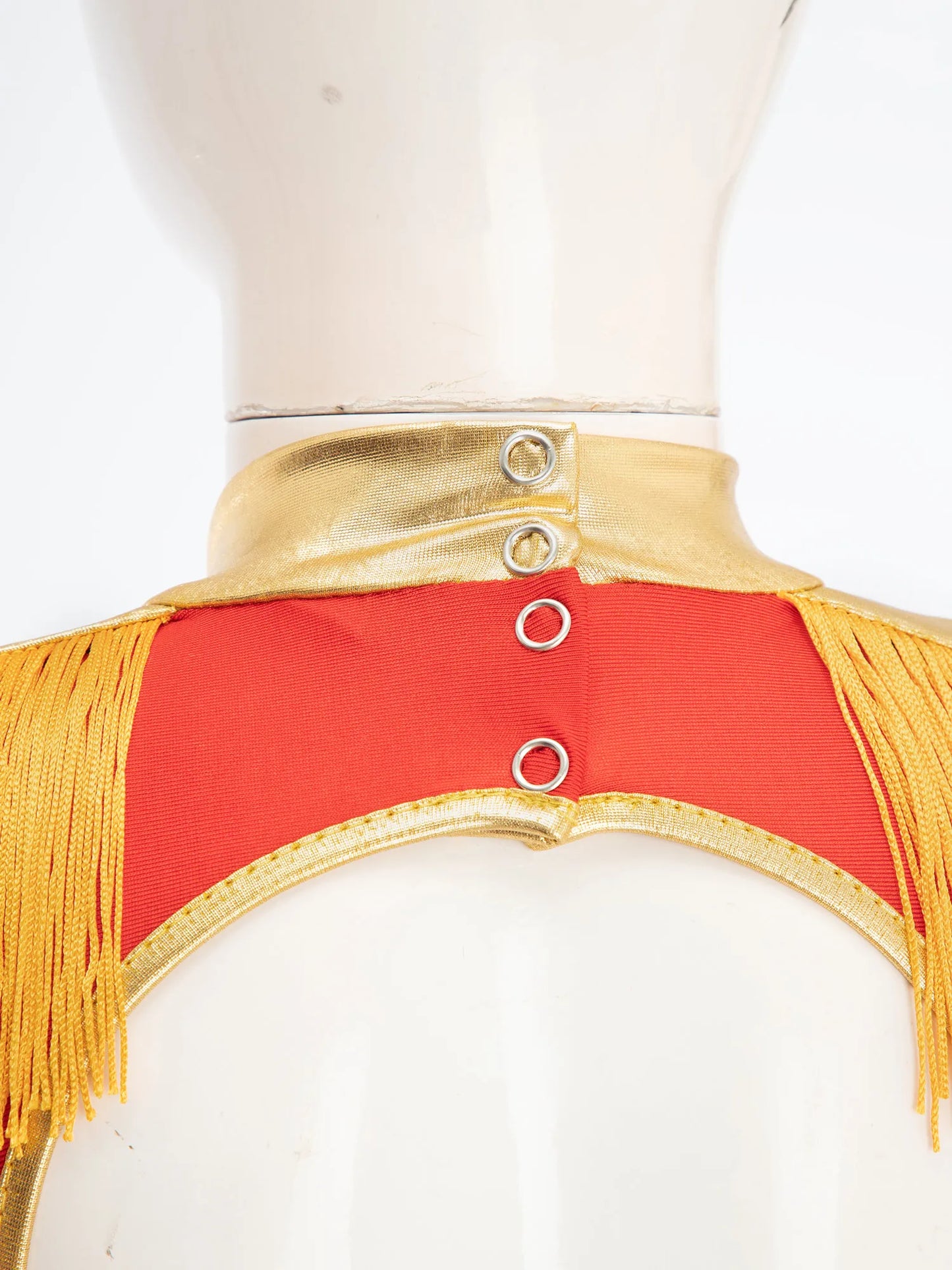 inlzdz Women's Circus Ringmaster Costume Sequin Tassel Leotard Dress
