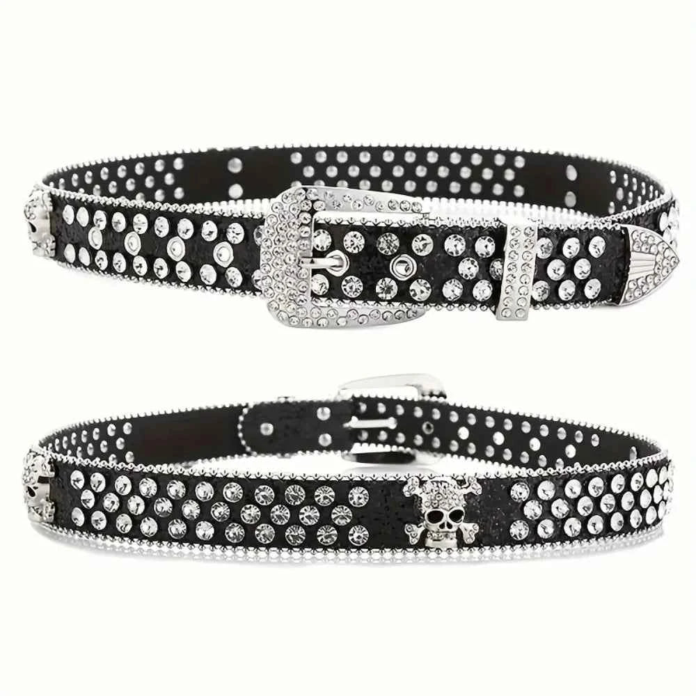SS69 Rhinestone Western Cowgirl Belt - PU Leather Y2K Style Accessory