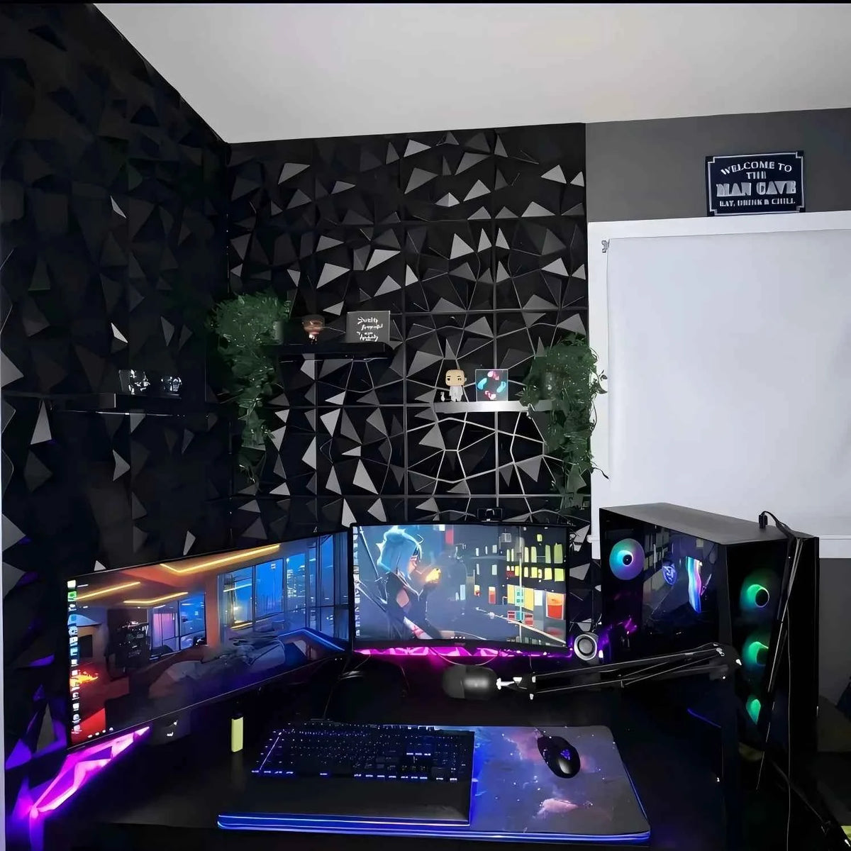 20PCS 3D Wall Panels 30x30cm Indoor Wall Decoration for Living Room Bedroom Hotel Office  Mural Tile-Panel-Mold 3D Wall Sticker