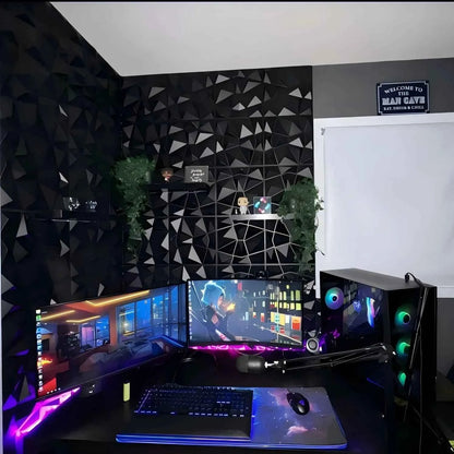 20PCS 3D Wall Panels 30x30cm Indoor Wall Decoration for Living Room Bedroom Hotel Office  Mural Tile-Panel-Mold 3D Wall Sticker