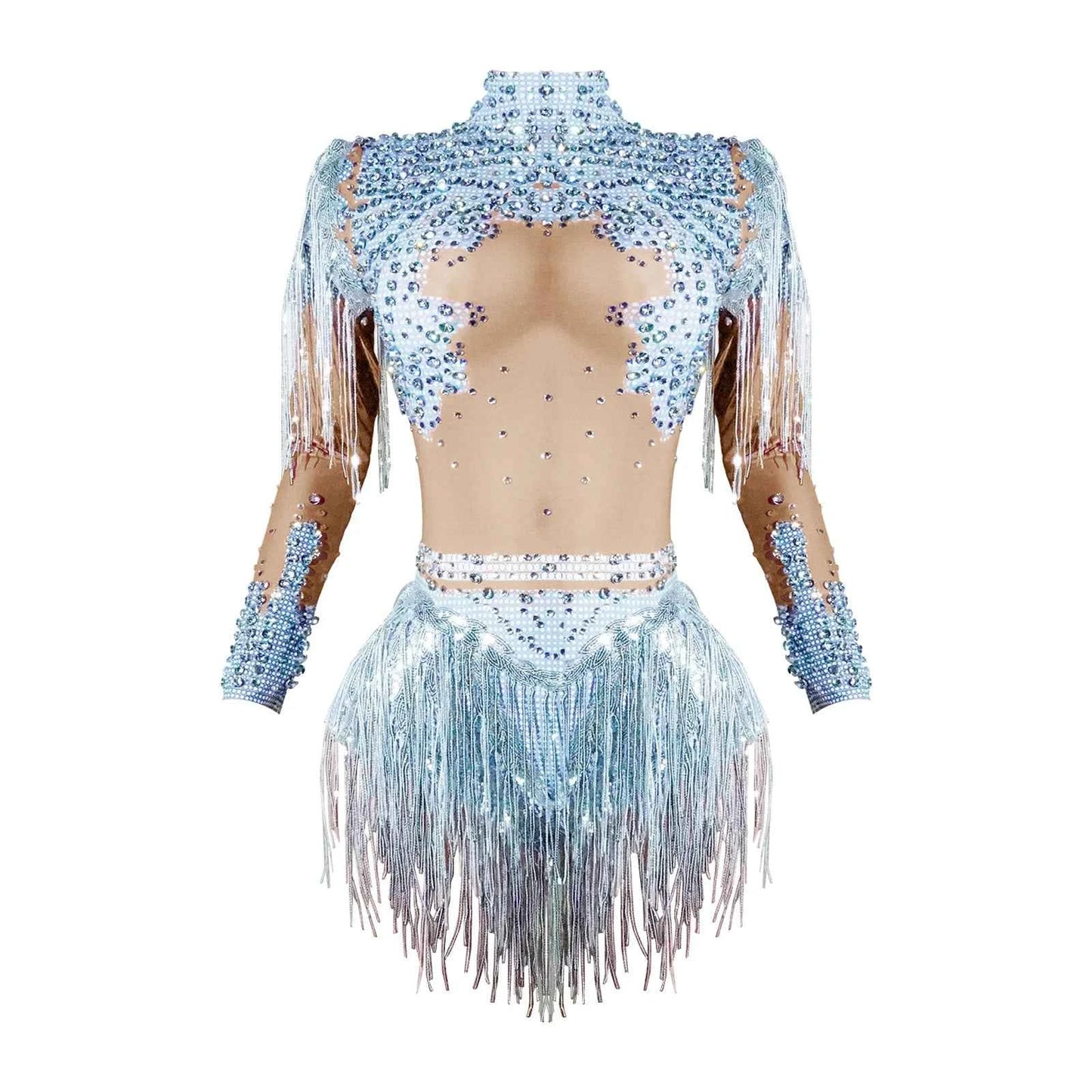 Custom rhinestones bodysuit tassels women Celebrate stage Team pole dance club party fashion leotard clothing