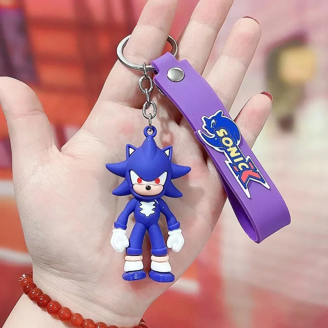 Sonic The Hedgehog Keychain Cartoon Anime Backpack Pendant Car Keyring Kawaii Key Chain Decor Accessories Toy Kids Birthday Gift SS69