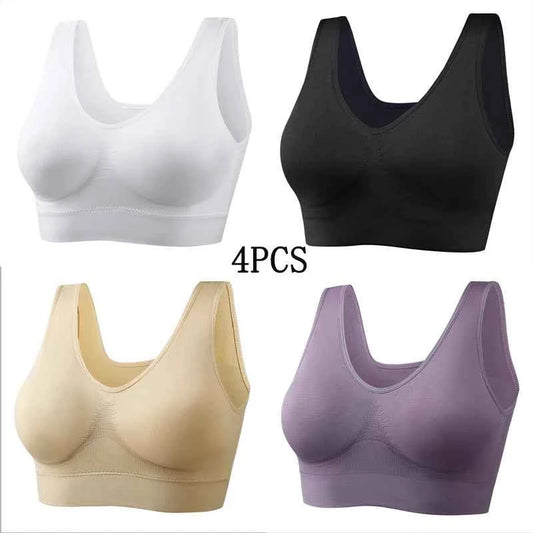 XL-5XL 4PCS Women Seamless Single Layer Camisole Bra Tops Sleep Yoga Sports Bras Tank Tops
