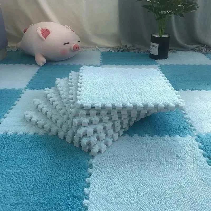 30*30CM Soft Plush Children Kids Rug Play Mat Puzzle Carpet Warm Playmat Interlocking Exercise Tiles Floor Carpet Decoration Mat