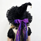 Fashion Halloween Witch Hat Gothic Dark Wizard Cap Lolita Cosplay Accessories Costume Headwear Party Photo Prop Festival Gift