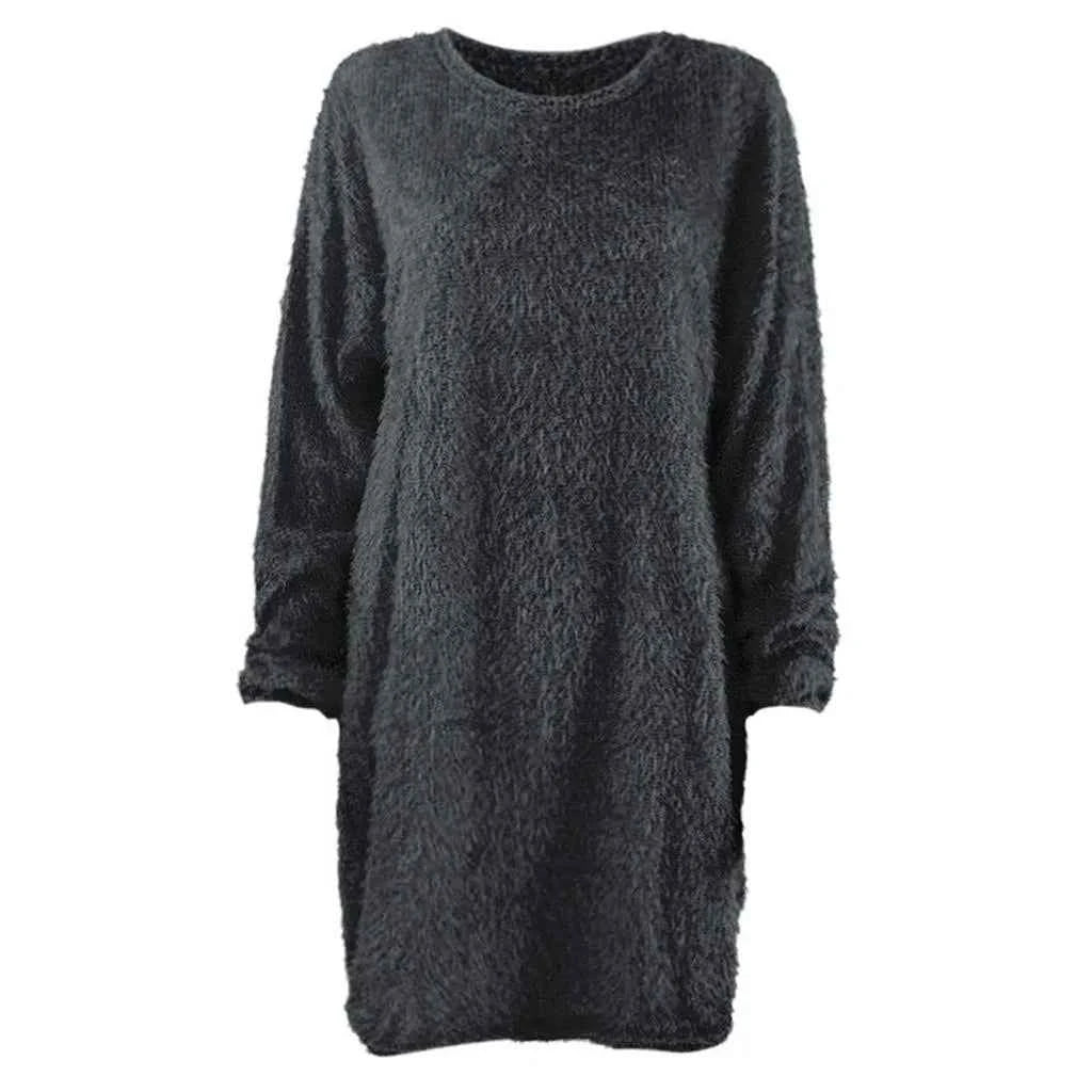 Women Winter Sweater Knit Crewneck Warm Long Sleeve Casual Sweatshirts Dress Elegant Women'S Dresses For Party Vestidos Mujer