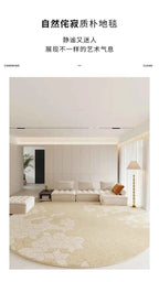 Modern Rugs for Bedroom Fluffy Soft Lounge Rug Thick Cloakroom Round Floor Mat Cream Living Room Decoration Anti-slip Carpet