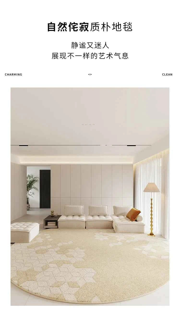 Modern Rugs for Bedroom Fluffy Soft Lounge Rug Thick Cloakroom Round Floor Mat Cream Living Room Decoration Anti-slip Carpet