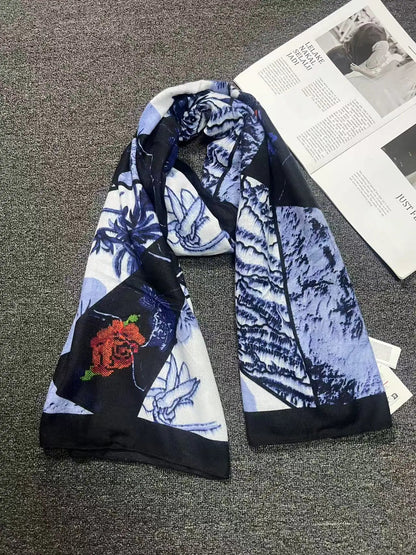 Foreign Trade Original Order Spanish Fashion New Product Knitted Embroidery Printed Outdoor Beach Sunshade Women's Scarf SS69 17.69 9