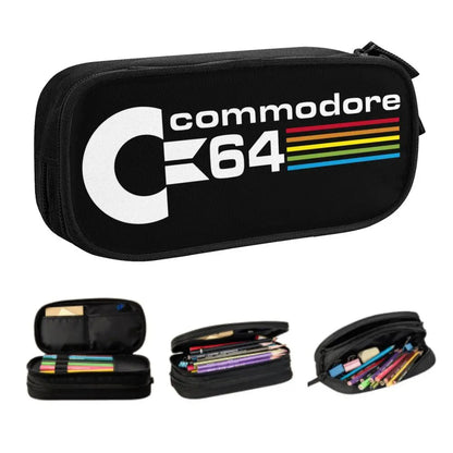 Custom Kawaii Retro Commodore 64 Pencil Case for Girls Boys C64 Amiga Computer Large Capacity Pen Box Bag Stationery SS69
