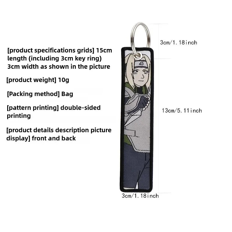 Sword Wind Legend Anime JOJO Wonderful Adventure Weaving Mark Keychain Sword Wind Legend Decorative Chain Fabric Key Pendant