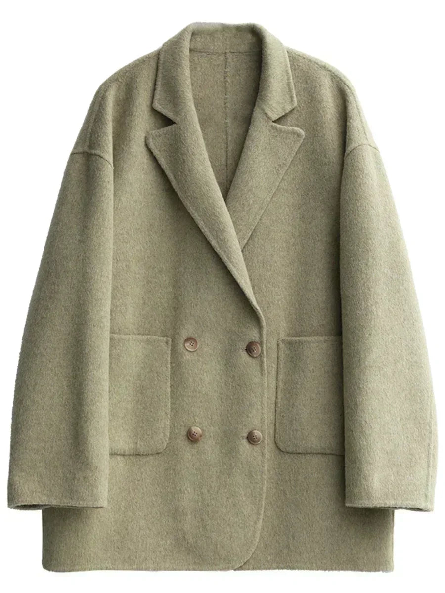 CHIC VEN Women's Wool Blend Double-Breasted Coat