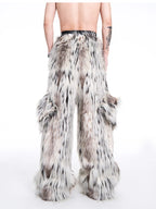 Mauroicardi Men's Faux Fur Wide Leg Pants
