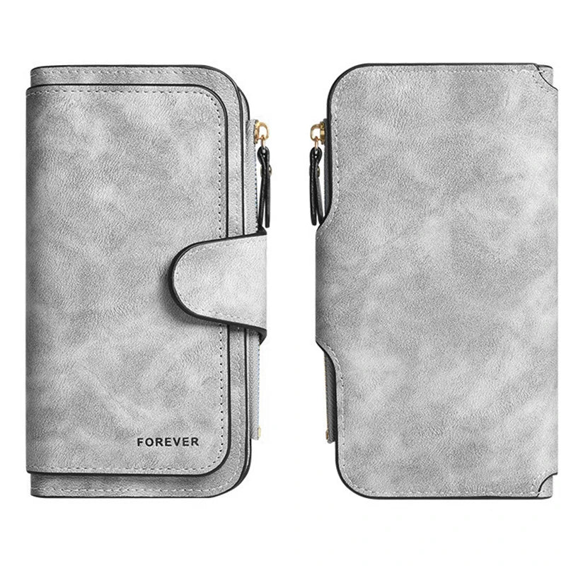 ZeAiLi Long PU Leather Clutch Wallet with Animal Paw & Butterfly Print